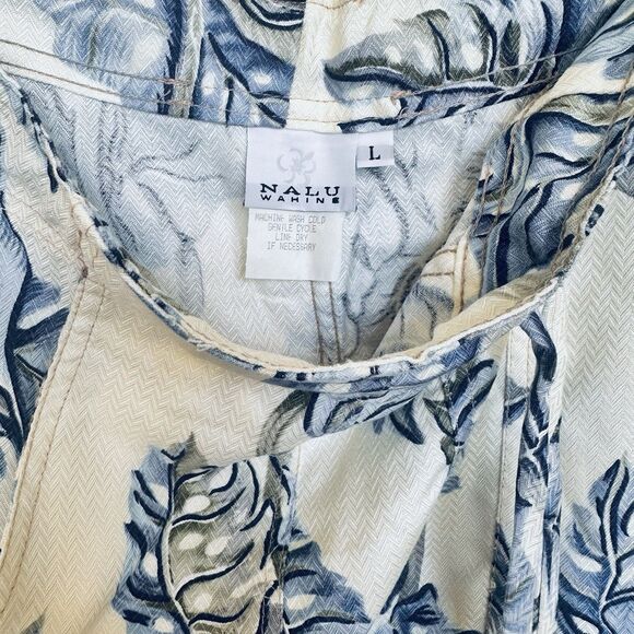 NALU Wahine Hawaiian Luau Cotton Blend Midi Skirt Drawstring L Pockets Tropical - Picture 10 of 12